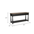 Ginie Sofa Table- 3 Drawers- Black Brown Solid Rubberwood- 60 Inch