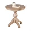 Cherie Round End Table- Light White Washed Solid Rubberwood- 24 Inch