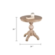 Cherie Round End Table- Light White Washed Solid Rubberwood- 24 Inch