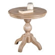 Cherie Round End Table- Light White Washed Solid Rubberwood- 24 Inch