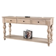 Cherie Sofa Table- 3 Drawers- Shelf- Light White Washed Wood- 64 Inch