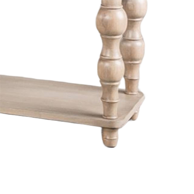 Cherie Sofa Table- 3 Drawers- Shelf- Light White Washed Wood- 64 Inch