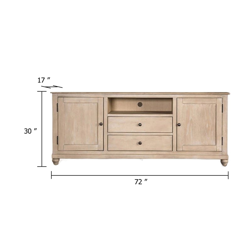 Cherie TV Stand Cabinet- Storage Cabinets- Light White Wash- 72 Inch