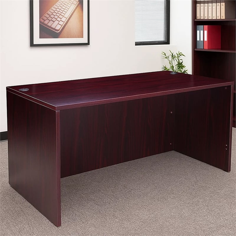 Nea Desk Shell- 71 Inch Reception Top- Panel Legs- Mahogany Red Wood
