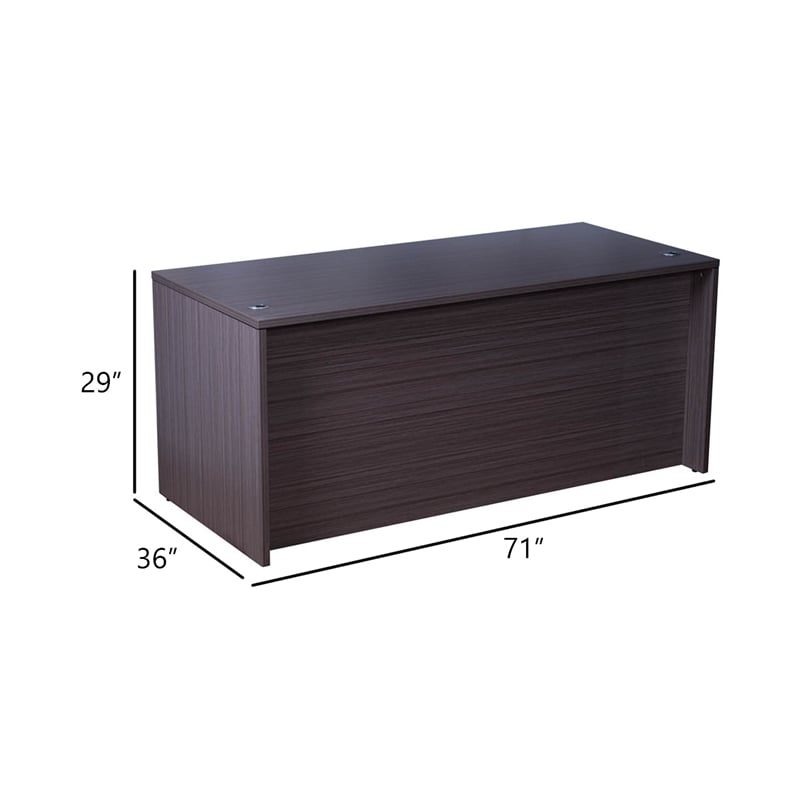 Nea Desk Shell- 71 Inch Reception Top- Driftwood Smoke Gray Wood