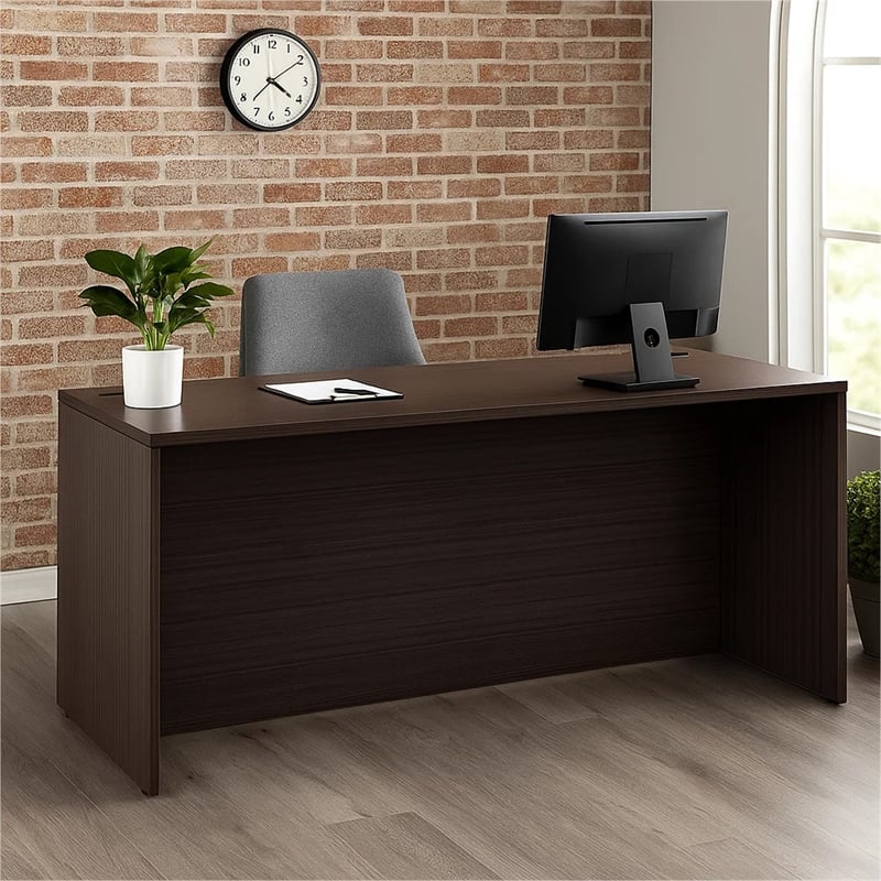 Nea Desk Shell- 71 Inch Reception Top- Driftwood Smoke Gray Wood