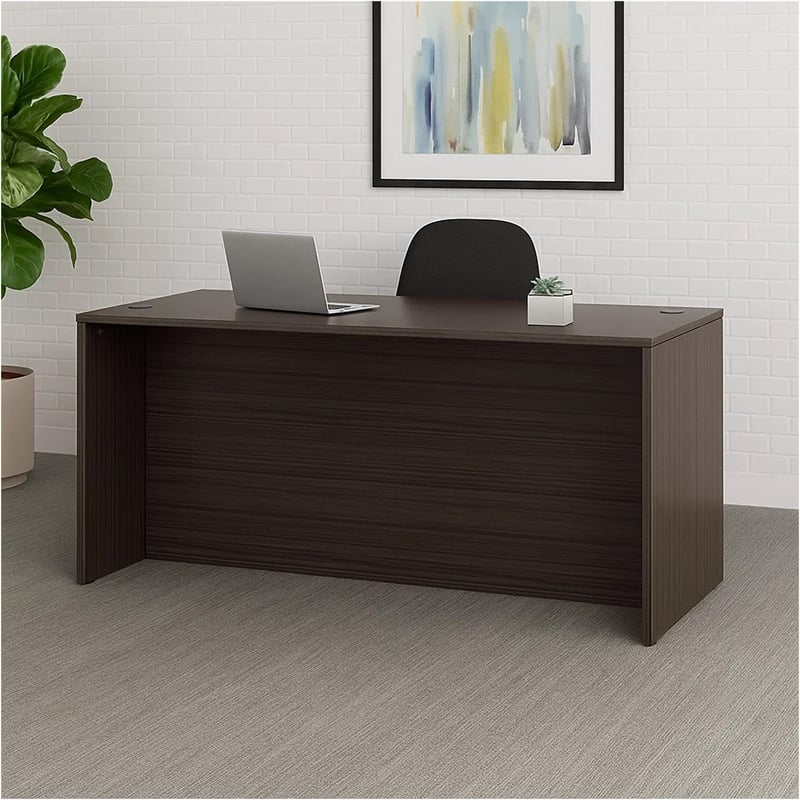 Nea Desk Shell- 71 Inch Reception Top- Driftwood Smoke Gray Wood