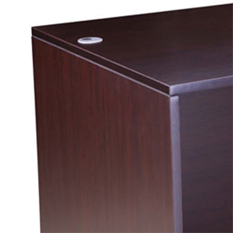 Nea Desk Shell- 71 Inch Reception Top- Panel Legs- Mocha Brown Wood