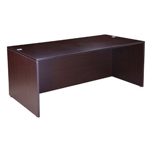 Nea Desk Shell- 71 Inch Reception Top- Panel Legs- Mocha Brown Wood
