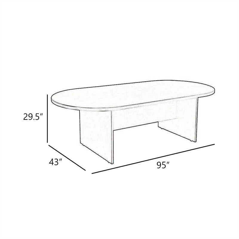 Mike 95 Inch Oval Conference Table with Panel Legs- Driftwood Gray