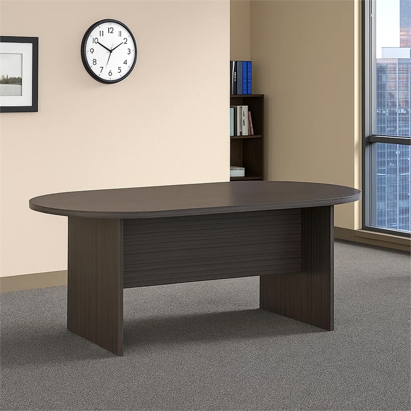 Mike 95 Inch Oval Conference Table with Panel Legs- Driftwood Gray