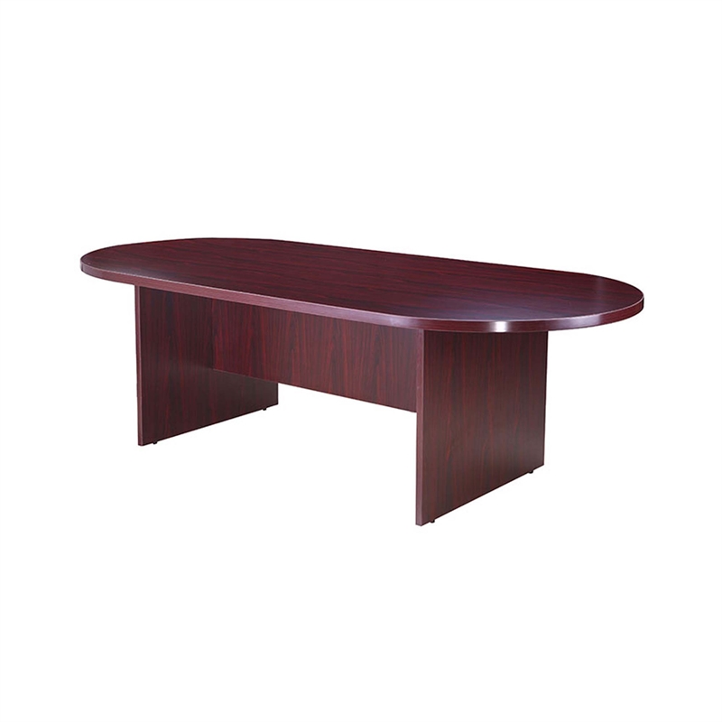 Mike 95 Inch Oval Conference Table with Panel Legs- Mahogany Red