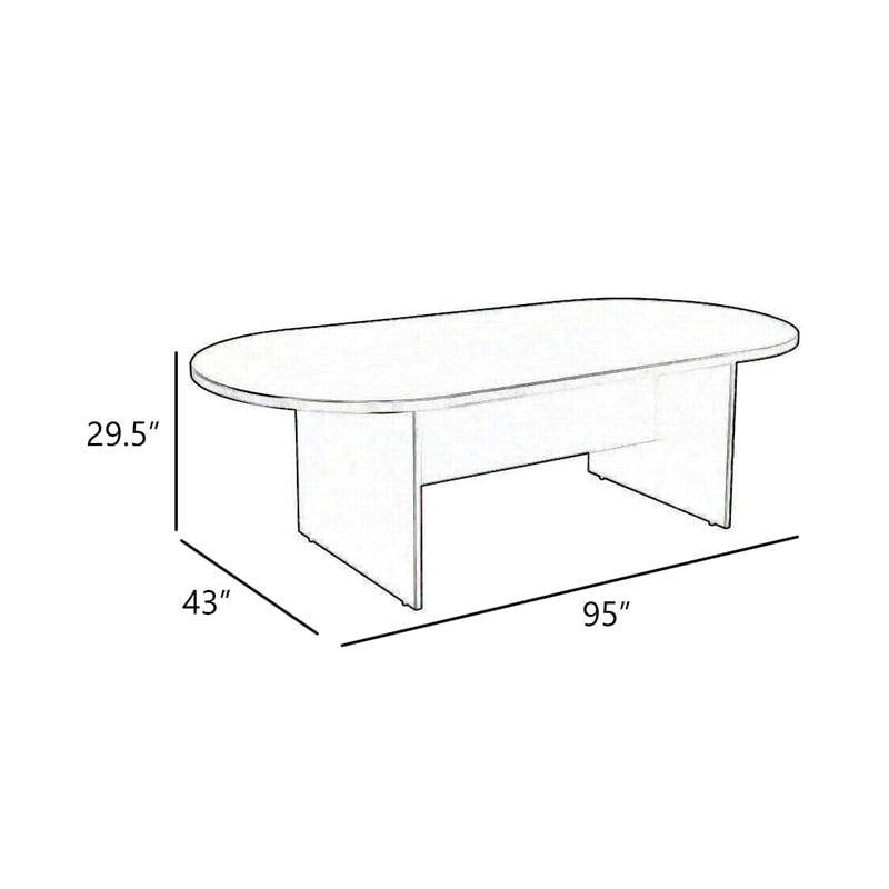 Mike 95 Inch Oval Conference Table with Panel Legs- Mahogany Red