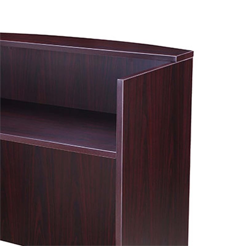 Jery Reception Desk- 71 Inch- Modesty Panel- Mahogany Red Melamine