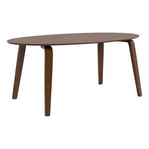 Narv Dining Table- 71 Inch Oval Top in Walnut Brown Solid Wood