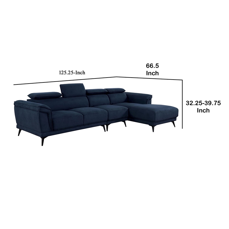 Panie Sectional Sofa- Adjustable Headrests- Navy Blue- 125 Inch