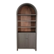 Xeny Arched Display Cabinet- 3 Shelves w 2 Doors- Gray Mahogany Wood