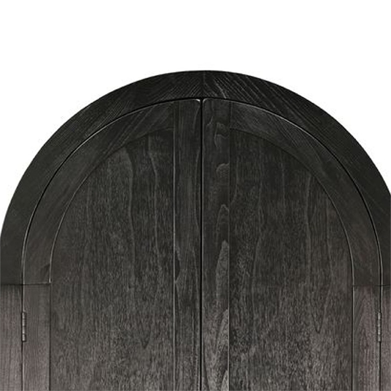 Dyz Arched Storage Cabinet- 2 Doors w Adjustable Shelves- Black Wood