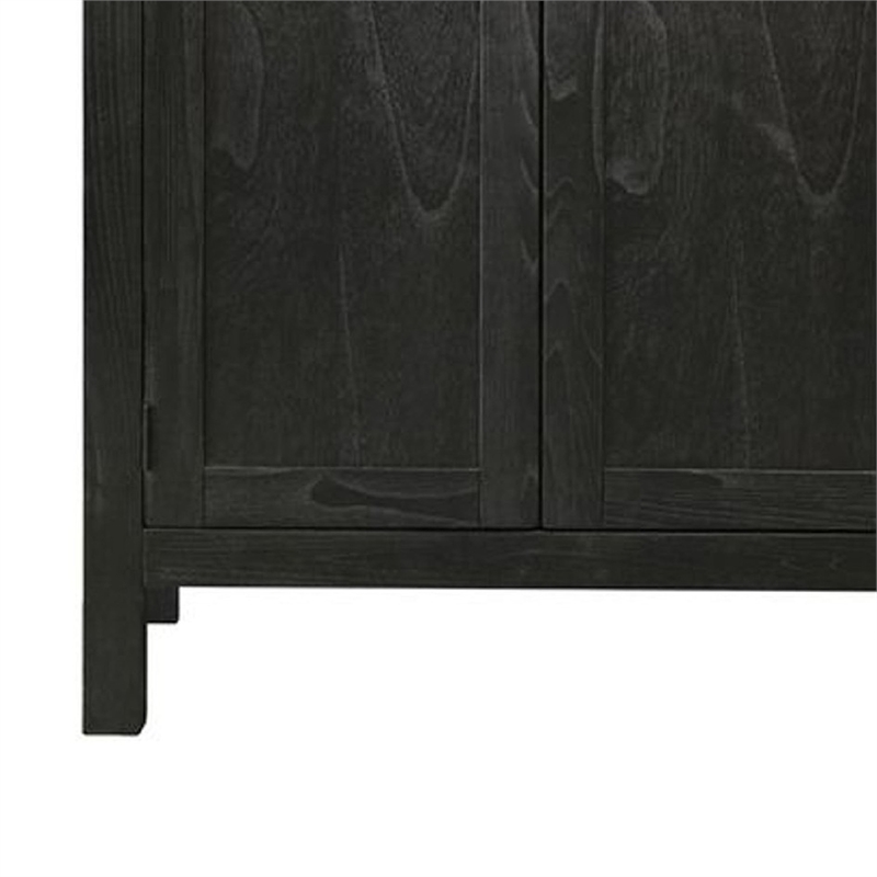 Dyz Arched Storage Cabinet- 2 Doors w Adjustable Shelves- Black Wood