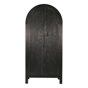 Dyz Arched Storage Cabinet- 2 Doors w Adjustable Shelves- Black Wood