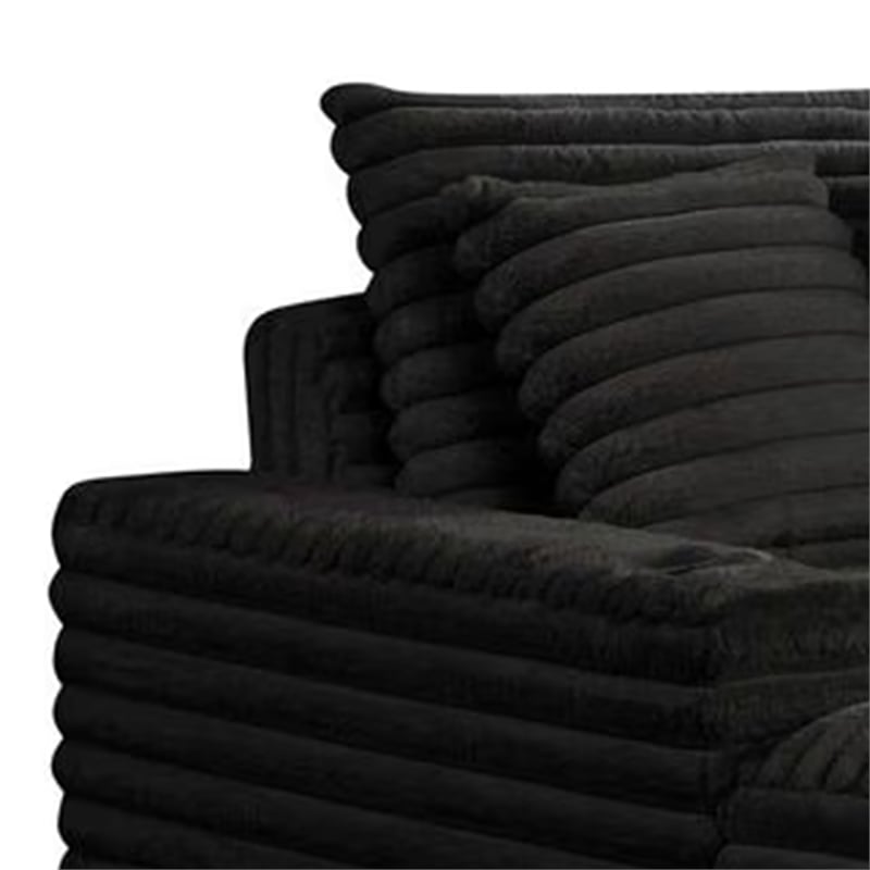 Voyo Oversize Chaise- Black Chenille- Track Arms w Cup Holders and USB- 64 Inch