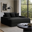 Voyo Oversize Chaise- Black Chenille- Track Arms w Cup Holders and USB- 64 Inch