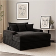 Voyo Oversize Chaise- Black Chenille- Track Arms w Cup Holders and USB- 64 Inch
