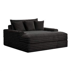 Voyo Oversize Chaise- Black Chenille- Track Arms w Cup Holders and USB- 64 Inch