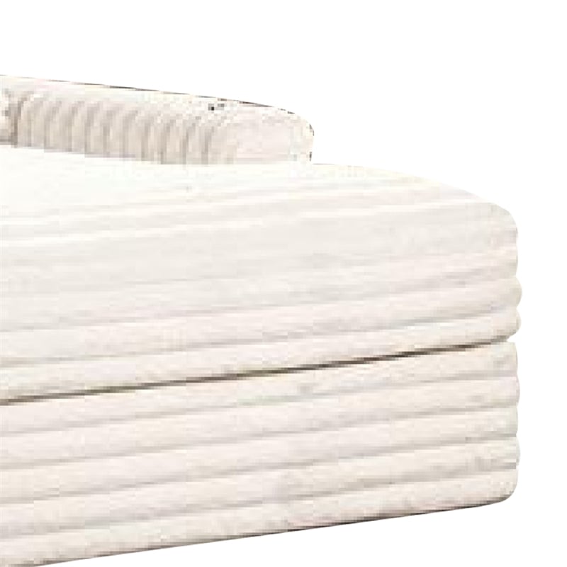 Voyo Oversize Chaise- White Chenille- Track Arms w Cup Holders and USB- 64 Inch