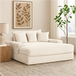 Voyo Oversize Chaise- White Chenille- Track Arms w Cup Holders and USB- 64 Inch