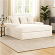 Voyo Oversize Chaise- White Chenille- Track Arms w Cup Holders and USB- 64 Inch