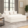 Voyo Oversize Chaise- White Chenille- Track Arms w Cup Holders and USB- 64 Inch