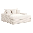 Voyo Oversize Chaise- White Chenille- Track Arms w Cup Holders and USB- 64 Inch