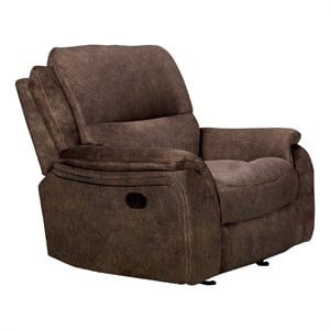 Heny Manual Glider Recliner Chair- Plush Dark Brown Pillow Top Arms