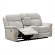 Becy Manual Reclining Loveseat w Console- 2 Cup Holders- Light Gray