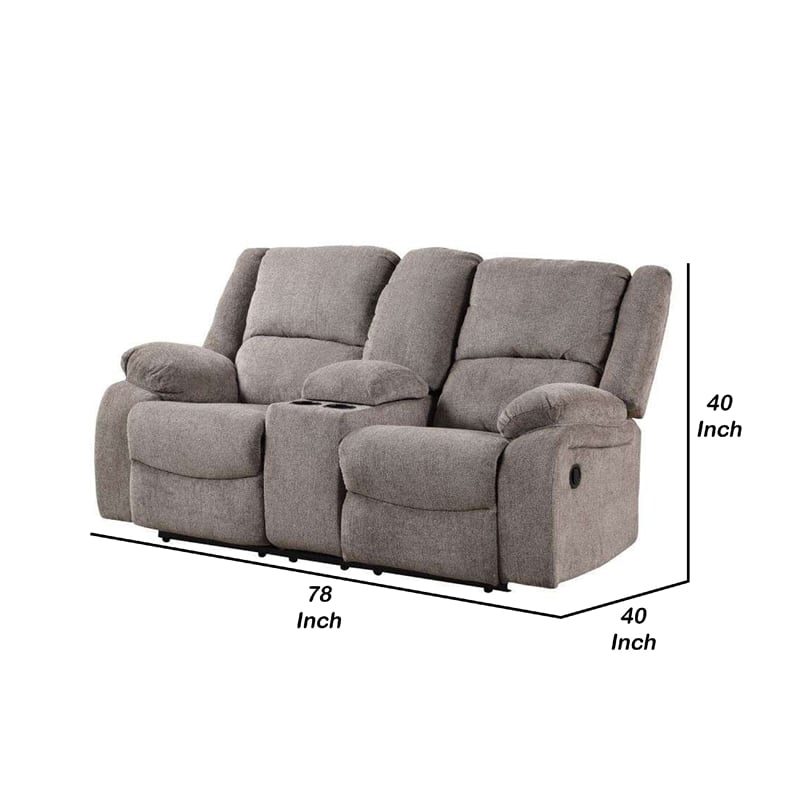 Cem Manual Reclining Loveseat- Pillow Tufted- Mocha Gray Chenille