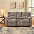 Cem Manual Reclining Loveseat- Pillow Tufted- Mocha Gray Chenille