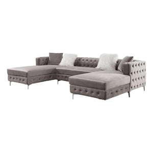 Ciaba Modern Sectional Sofa- Double Chaise- Gray Flannelette- 127 Inch