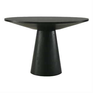 Toty Dining Table- 59 Inch Round Top- Modern Cone Pedestal Base- Black