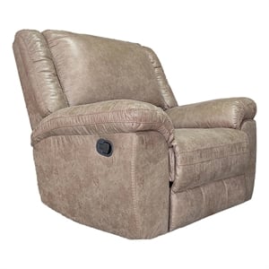 Jem Manual Rocker Recliner Chair- Pillow Top Arms- Brown Leather