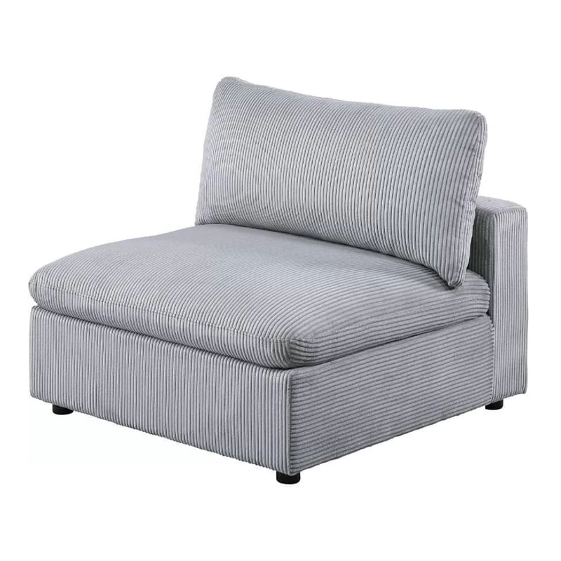 Nolan Armless Modular Chair with Square Frame- Light Gray Corduroy