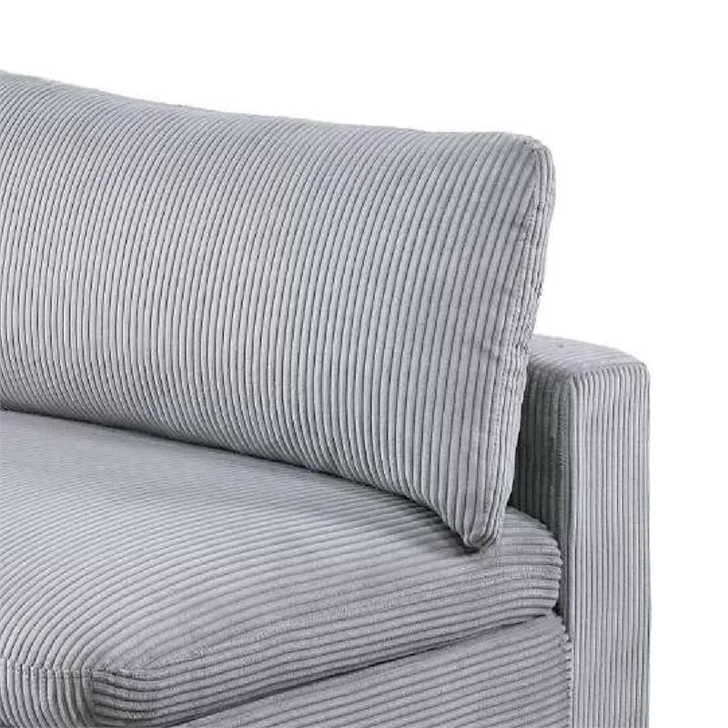 Nolan Armless Modular Chair with Square Frame- Light Gray Corduroy