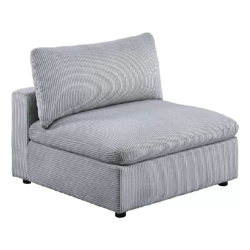 Nolan Armless Modular Chair with Square Frame- Light Gray Corduroy