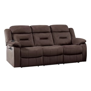 Harper Manual Reclining Sofa- USB Port- Brown Tufted Velvet- 84 Inch