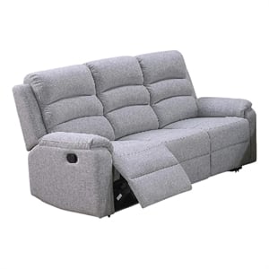 Sonia Manual Reclining Sofa- Bone White Channel-Tufted Burlap- 74 Inch