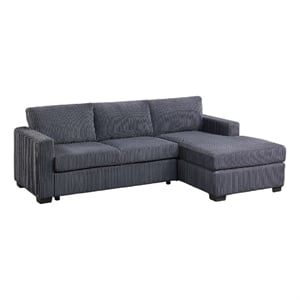 Leah All-In-One Chaise Sectional Sofa- Wide Track Arms- Gray Corduroy