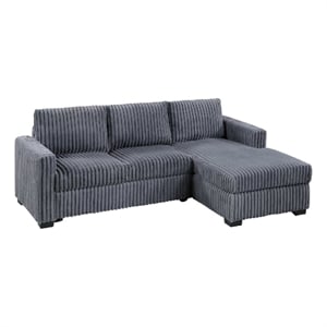Leah All-In-One Chaise Sectional Sofa- Wide Track Arms- Gray Corduroy