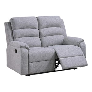 Sonia Manual Reclining Loveseat- Bone White Channel-Tufted Burlap- 53 Inch