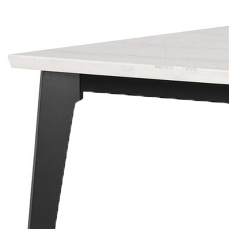 Soa Dining Table- 54 Inch Square White Marble Top- Black Legs