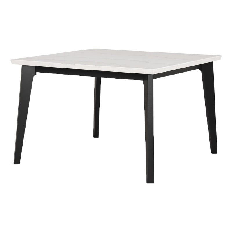 Soa Dining Table- 54 Inch Square White Marble Top- Black Legs